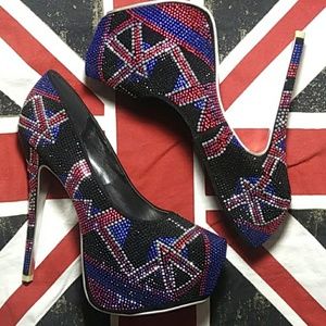 Alba Abstract Union Jack Platform Heels